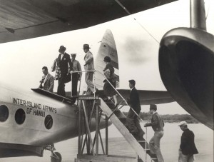 Historic photo of passengers boarding the aircraft