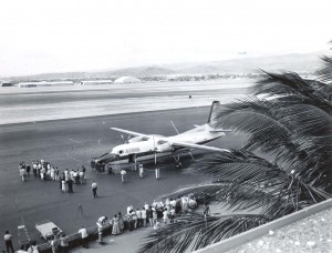 1961 photo of Aloha Airlines' 1st arrival on Oahu
