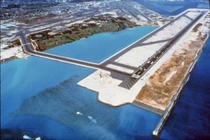 An aerial view of the Reef Runway taken in the 1990s