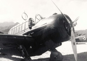 Morris Minaljevich in cockpit of O-47 at Bellows Field, 1941.