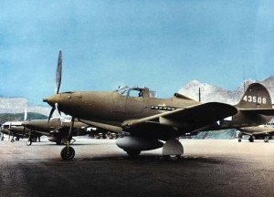 P-39Q aircraft of 333rd Fighter Squadron on flight line at Bellows Field, 1943.