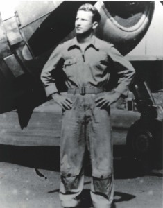Maj. Paul Fojtik, 333rd Fighter Squadron Commander, in front of P-47, Bellows Field, early 1944.