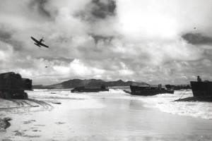 Beach assault training at Bellows Field with P-39 aircraft, c1944-1945.