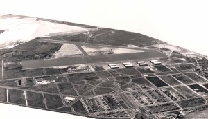 Progress of construction at Hickam Field as viewed from Pearl Harbor, January 25, 1939. 