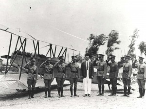 Sun Yet Young was the first Hawaii resident to earn a pilot's license. Here he stands in 1923 with Chinese flyers and the first airplane manufactured in China. The Honolulu born son of wealthy Chinese, Young soloed at the Curtiss Flying School in Buffalo, New York on October 2, 1916. He later worked for Dr. Sun Yat-Sen.  