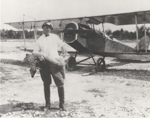 Aviator Charles Stoffer is pictured after landing on Molokai. An Army flying instructor in World War I, he arrived in Hawaii in December 1920 and started the first civilian flying school, laying the foundation for civil flying in Hawaii.  