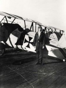 Lt. Cook in front of his plane at Schofield, 1920s.     