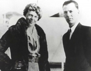 Amelia Earhart and her mechanic Ernie Tissot, 1935 at Wheeler Field, Oahu.