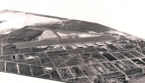 Progress of construction at Hickam Field as viewed from Pearl Harbor, January 25, 1939  