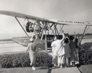 Inter-Island Airways at John Rodgers Airport. Well wishers wave goodbye to passengers.