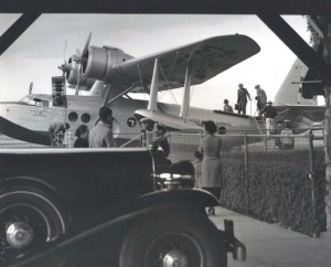 Inter-Island Airways. John Rodgers Airport with amphibian U.S. mail and passenger plane about to take off.
