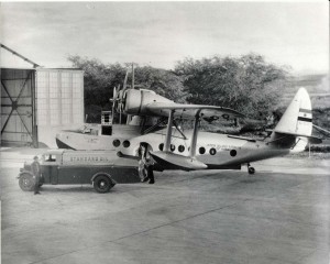 Inter-Island Sikorsky being fueled by a Standard Oil truck at John Rodgers Airport, 1937.   