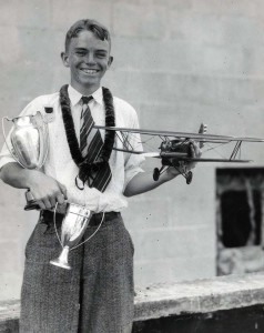 Ray Shepherd won the model airplane championship at Honolulu. Today he is a junior engineer with Boeing. Ray's scale model plane won first place in the national contest in Detroit. October 19, 1933.