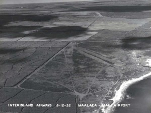 Maalaea Airport on the island of Maui showing the fields of sugar cane surrounding it. March 12, 1932.  