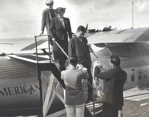 Lei greet Pan American China Clipper passengers, 1930s   