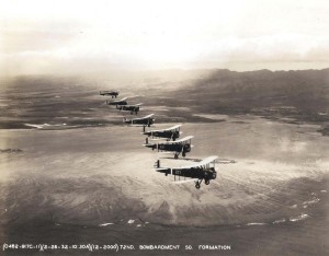 U.S. Army Air Corps Keystone bombers: 72nd bombardment Sq. formation over Koolaus February 26, 1932   