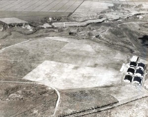 Wheeler Field, Oahu, October 15, 1930, with railroad in place and first hangars constructed.   