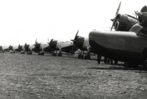 Grumman OA-9 and P-36 from Wheeler Field, at Morse Field, Hawaii, 1941. 