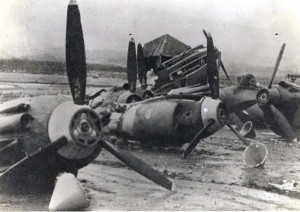 Wrecked aircraft, December 7, 1941, Pearl Harbor.   