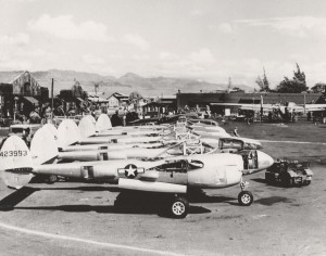 Lockheed P-38 Lightning after being cleaned at the Hawaiian Air Depot, Hickam Field. Engines and wings have not been installed, August 1944.   