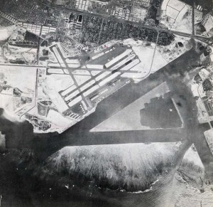 Honolulu Airport, August 1948. Dredged sealanes are in foreground. 