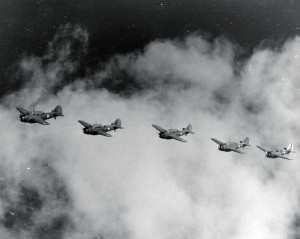 Flight of O-47 aircraft, Bellows Field, c1941.        