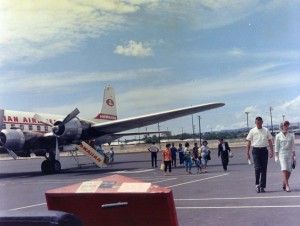 Hawaiian Airlines at Honolulu International Airport, 1959. 