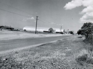 Old quonset huts at Honolulu International Airport, 1959. 