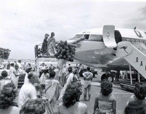 Ceremony for First 707 jet flight into Honolulu International Airport by Qantas, July 31, 1959.  