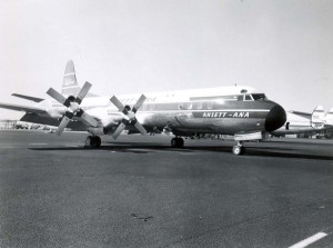 Ansett-ANA Prop Jet Electra at Honolulu International Airport, 1960. 