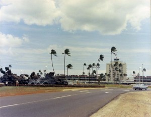 Entry road to Honolulu Interntaional Airport and Fountain, 1964.
