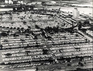 This is what the parking lot looked like at Honolulu International Airport before the new parking structure was built, 1966.