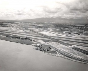 Old Honolulu International Airport on Lagoon Drive, South Ramp, March 1964.