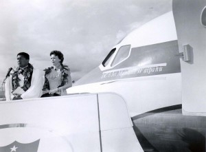 Dedication of United Airlines DC-8 Jet Mainliner Waipahu at Honolulu International Airport, 1960.  