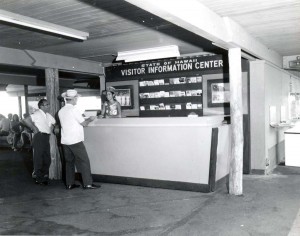 Visitor Information Program desk, Kona Airport, 1966.  