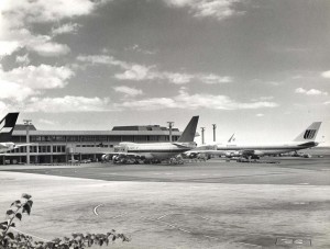 Northwest Orient and United Airlines at Diamond Head Concourse, Honolulu International Airport, 1977.