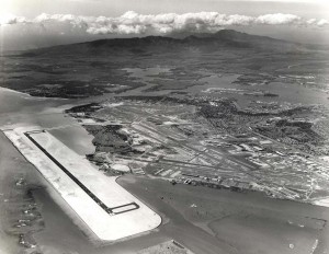 Reef Runway construction at Honolulu International Airport, 1976.