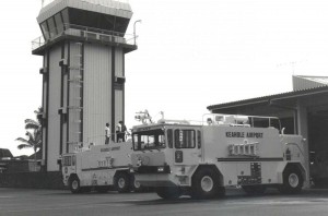 FAA Tower and Aircraft Rescue and Fire Fighting Station, Keahole Airport, Kailua-Kona, Hawaii, 1980s.