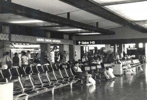 Waiting area, Honolulu International Airport, 1980s.