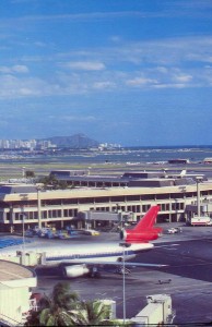 Honolulu International Airport with Diamond Head in the background, February 1987.