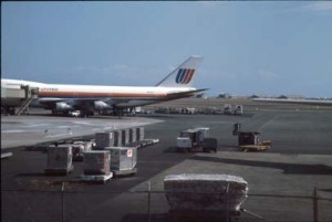 United Airlines at Honolulu International Airport, 1987.