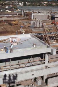 Construction of new terminal at Kahului Airport, Maui, 1987.   