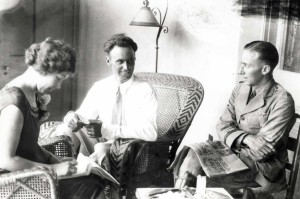 Dole Derby winners Art Goebel and William Davies tell their story to a stenographer the next day, August 28, 1927 at the Royal Hawaiian Hotel.