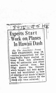 Experts Start Work on Planes in Hawaii Dash, 8-16-1925  