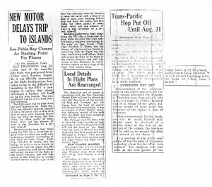 New Motor Delays Trip to Islands, 8-22-1925  