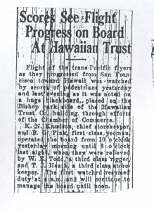 Scores See Flight Progress on Board at Hawaiian Trust, 9-1-1925