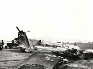 B-18 bomber was wrecked by Japanese at Hickam Field, December 7, 1941.