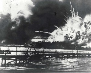 Pearl Harbor under attack by Japanese bombers, December 7, 1941.