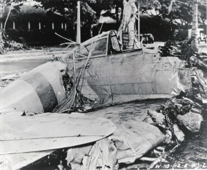 Japanese zero crashed at Fort Kamehameha, Oahu, after being shot down on December 7, 1941