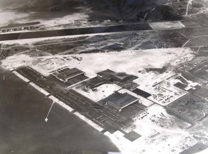 Aerial view of Kaneohe Naval Air Station taken in the 1940s